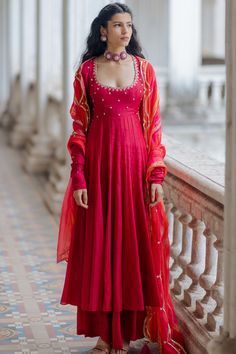 Kalidar Anarkali, Paulmi And Harsh, Anarkali Designs, Pink Anarkali, Rani Pink, Anarkali Dress Pattern, Gaun Fashion