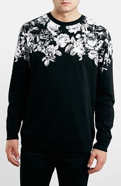 Topman Floral Yoke Print Crewneck Sweatshirt available at #Nordstrom Sweats Outfit, Floral Sweater, Prince Charming, Print Sweatshirt, Fashion Advice, Black Floral, Men's Style, Men Fashion, Shirt Design