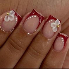 Short Red French Nails, Spring Nail Designs, Brighter Days, Unique Acrylic Nails, Bling Acrylic Nails