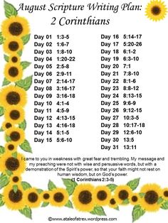 the august writing plan with sunflowers on it and numbers for each month's calendar