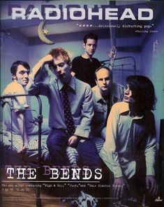 a movie poster for the band radiohead with four people in a room and one person sitting on a bed