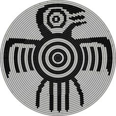 a black and white circular design with an eagle on it