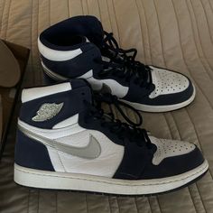 Jordan 2021 2022 Size 9.5 Navy And White. Excellent Condition. Almost Like New. Shoes Jordan 1, Jordan Blue, Shoes Jordan, Jordans For Men, Jordan Shoes, Jordan 1, Navy And White, Like New, Blue White