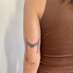 marvel, Wanda vision, scarlet witch, minimalist Marvel Tattoos Women, Wanda Crown Tattoo, 3000 Tattoo, Marvel Tattoos Ideas, Small Marvel Tattoo, Wanda Tattoo Ideas, Wanda And Vision Tattoo Ideas, Scarlett Witch Tattoo Ideas