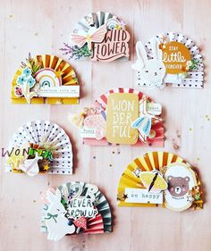 several different types of handmade cards on a table