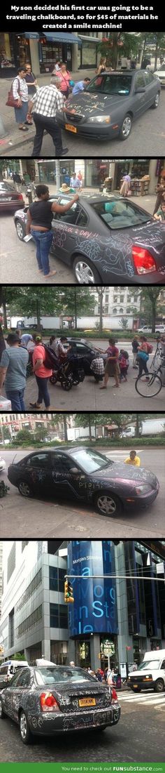 cars are parked on the side of the road in front of people walking and riding bikes