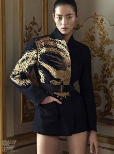 Karim Sadli, Black And Gold Outfit, Liu Wen, Vogue China, Hair Artist, Gold Outfit, Barbie Fashionista