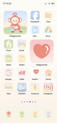 an iphone screen showing the icons for different app styles and colors, including heart shaped buttons