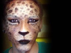 Leopard Makeup Tutorial, Leopard Makeup Halloween, Fantasy Make-up, Leopard Makeup, Cheetah Face, Make Up Designs, Movie Makeup