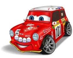 a cartoon car with big eyes on it's face