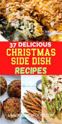 christmas side dish recipes with text overlay