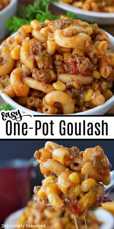 one pot goulash is an easy and delicious side dish that's ready in less than 30 minutes