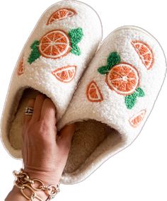 White Winter Home Slippers, Casual Orange Slip-on Slippers, Orange Slip-on Casual Slippers, Cute White Slippers For Leisure, Cozy White Slippers For Loungewear, White Flat Slippers For Leisure, Comfy White Home Slippers, White Cozy Slippers For Home, Cozy White Slippers For Home