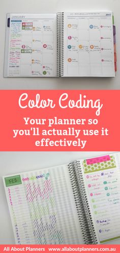 a planner with the title color coding your planner so you'll actually use it effectively