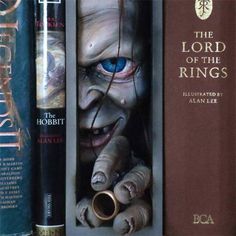 the lord of the rings book set with two books and an image of it's face