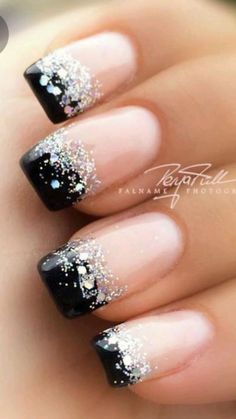 Black And White Nails, Unghie Sfumate, Trendy Nail Art Designs, Cute Gel Nails, Trendy Nail Art, Nail Designs Glitter, Xmas Nails, Bridal Nails, Coffin Nails Designs