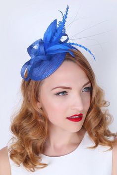 "Arianna" Fascinator - Royal Blue Diy Tea Party Hats, Hair Styles With Hats, Royal Blue Fascinator, Fascinator Hats Outfit, Wedding Hats For Guests, Fascinator Hats Wedding, Blue Fascinator, Happy Hat, Kentucky Derby Fascinator