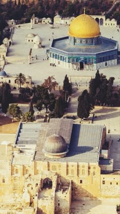 an aerial view of the dome of the rock