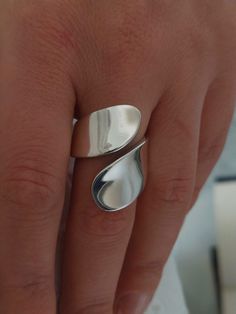 "Minimalist Ring, Geometric Ring, Sterling silver Ring, Unusual Ring, Long Wide Ring, Open Ring, Modern Ring, Everyday Ring, Statement Ring Modern and Chic in Design, this Statement Dome Ring is stunning. Perfect on it's own and just may be the only ring you need. ✔~ 100% Handmade ~ ✔~ 100% Solid Sterling Silver ~ ✔~ Length 26.0 MM\"the upper part\" ~ ✔~ Μade to order ~ ✔ FREE EXPRESS SHIPPING ✔ Tracking number ~ ✔ Elegant gift box and gift bag ✔ Available finish * POLISHED ~ MATTE ~ BRUSHED ✔ R Modern Sterling Silver Wide Band Ring With Open Shape, Modern Sterling Silver Wide Band Ring With Open Design, Modern Sterling Silver Wide Band Ring With Open Band, Modern Wide Band Open Ring For Promise, Modern Open Band 925 Stamped Rings, Modern Silver Bypass Ring With Polished Finish, Modern Polished Silver Bypass Ring, Modern Silver Bypass Ring As A Gift, Silver Polished Bypass Ring