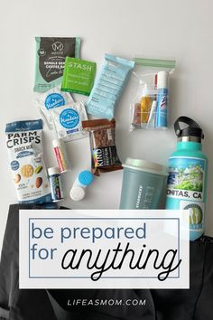 the contents of a personal care kit are displayed on a white background with text that reads, be prepared for anything