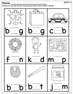 worksheet for beginning and ending sounds with pictures to be used in the alphabet