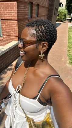 4 months growth | twa , coily , coils, dark skin, brown skin, glowy body, sunglasses Twa Fingercoils, Twa Hairstyles 4c Hair Big Chop, Twa Hairstyles 4c Hair, 4c Twa, Twa Haircuts, Blonde Twa, Crown Inspiration, Twa Hair, Hairstyles 4c