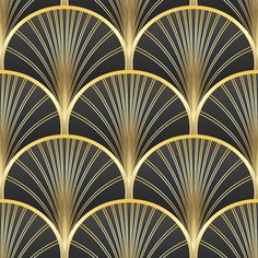 an art deco fan pattern in gold and black