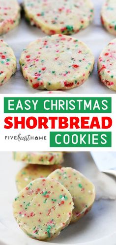 easy christmas shortbread cookies on a white plate