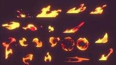 fire flames and shapes on a black background