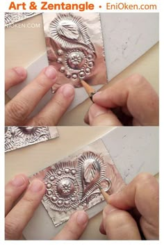 the process of painting an ornate design on paper with acrylic paint and pencils