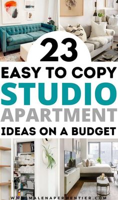 the words 23 easy to copy studio apartment ideas on a budget