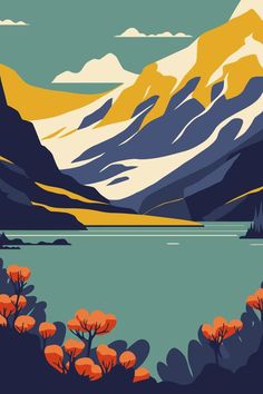 Torres Del Paine national park mountain lake nature illustration Mountain Lake Illustration, Lake District Illustration, Posca Inspiration, Lake Illustration, Uk Map, Torres Del Paine National Park, Patch Ideas, Vector Doodle, Illustration Advertisement