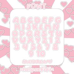 the font and numbers are arranged in different shapes, with hearts around them on a pink background