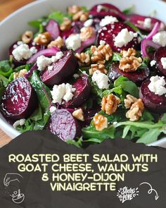 roasted beet salad with goat cheese, walnuts and honey - dion vinaiette