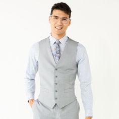 Get dressed for success with this men's Apt. 9 suit vest. Button front Lightweight Adjustable back buckle SleevelessFIT & SIZING Slim fitFABRIC & CARE Polyester, viscose, spandex, elastane Dry clean ImportedSUSTAINABILITY FEATURES Tested for harmful substances Certification No. VC020 186096 STANDARD 100 by OEKO-TEX® CERTIFIED www.oeko-tex.com/standard100 Testing Institute: Testex AG, Swiss Textile Testing Institute Size: XXL. Color: Grey. Gender: male. Age Group: adult. Pattern: Solid. Mens Wedding Attire, Slim Fit Suits, Mens Attire, Slim Fit Suit, Straight Fit Jeans, Fitted Suit, Suit Separates, Suit Vest, Relaxed Fit Jeans