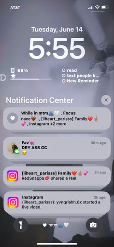 an iphone screen showing the notifications for someone to take their place on social media