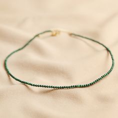 Tiny Green Malachite Necklace The Colour Green, Dainty Gold Jewelry, Lisa Angel, Malachite Necklace, Earthy Green, Green Malachite, Beaded Choker Necklace, Stunning Necklace, Beaded Choker