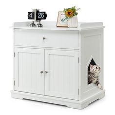 Cat litter box furniture Doors Indoor, Niche Chat