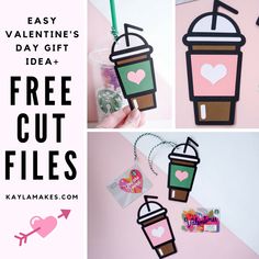 the instructions for how to make a paper cut coffee cup ornament with free printables