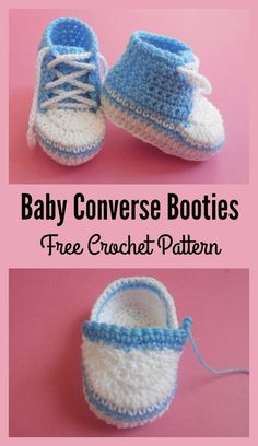 crocheted baby converse booties with the text, free crochet pattern