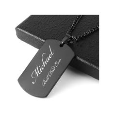 "GUARANTEED DELIVERY BEFORE CHRISTMAS! Personalized DOGTAG NECKLACE for Men Custom Engraved Dog Tag Name Pendant Military Veteran Necklaces Gifts for Him Dad Man Boys Boyfriend ▬ 𝗔𝗕𝗢𝗨𝗧 𝗨𝗦 ▬ PrecisionMemory aspires to create moments that last a lifetime with our personalized gifts for him & her. * Ships within 24 Hours. * Designed in Los Angeles, California. * Etsy Star Seller Order & Product Support. * Free 90 Day Returns & Exchanges. Please feel free to reach out to us with any questions. ▬ 𝗣𝗥𝗢𝗗𝗨𝗖𝗧 𝗜𝗡𝗙𝗢𝗥𝗠𝗔𝗧𝗜𝗢𝗡 ▬ Made of Premium 316L stainless steel, oxidation resistant, will never get tarnished or change color. Safe in water. Pendant size:5.0 x 3.0 cm / 2.0 x 1.18 inch. Chain: 22\" + 2 inches chain extender Available in Black, Silver or Gold. Suitable for both mal Dogtag Necklace, Tag Name, Engraved Dog Tags, Personalized Dog Tags, Name Pendant, Personalised Gifts For Him, Chain Extenders, Necklace For Men, Timeless Accessories