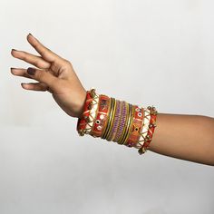 Wedding Bangles, Navratri Collection, Bangles Diy, Unique Bangle, Embroidered Jewelry, Subtle Nails