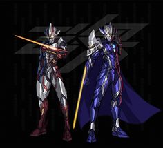 two anime characters with swords in their hands