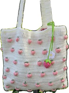 Strawberry Crochet Bag, Strawberry Purse, Strawberry Crochet, Purse Crochet, Ita Bag, Crochet Shoulder Bag, Cute Tote Bags, Bag Cute, Handmade Bag