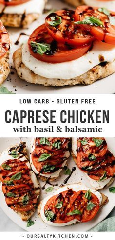 low carb gluten free caprese chicken with basil and balsamic