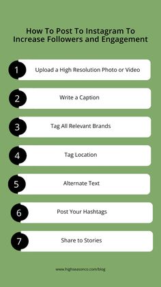 an info sheet with the text how to post to instagram to increase followers and engagement