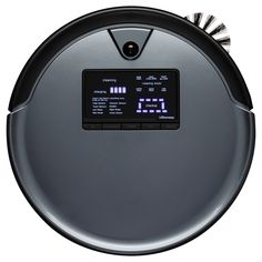 a robot vacuum with the time displayed on it