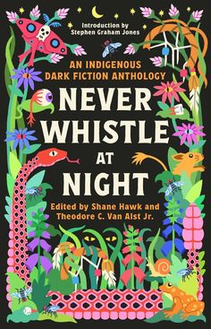 an image of a book cover with the title never whistle at night