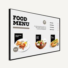 a menu board with different types of food on it