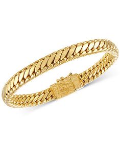 Esquire Men's Jewelry Heavy Serpentine Link Bracelet in 14k Gold-Plated Silver, Also available in Sterling Silver, Created for Macy's & Reviews - Bracelets - Jewelry & Watches - Macy's Mens Gold Jewelry, Men Bracelet, Gold Chains For Men, Chains For Men, Men's Jewelry, Gold Plated Silver